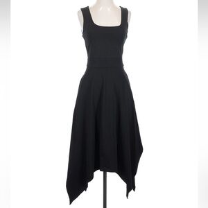NWT Pact Black Organic Cotton Blend Handkerchief Hem Fit & Flare Dress